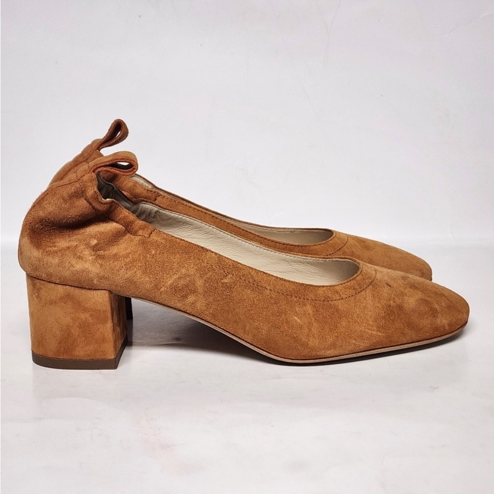 Everlane Tan Suede Block Heel Pumps